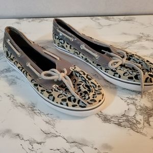 Sperry Top Sider Biscayne 1 Eye Womens 4.5M Leopard Boat Shoes